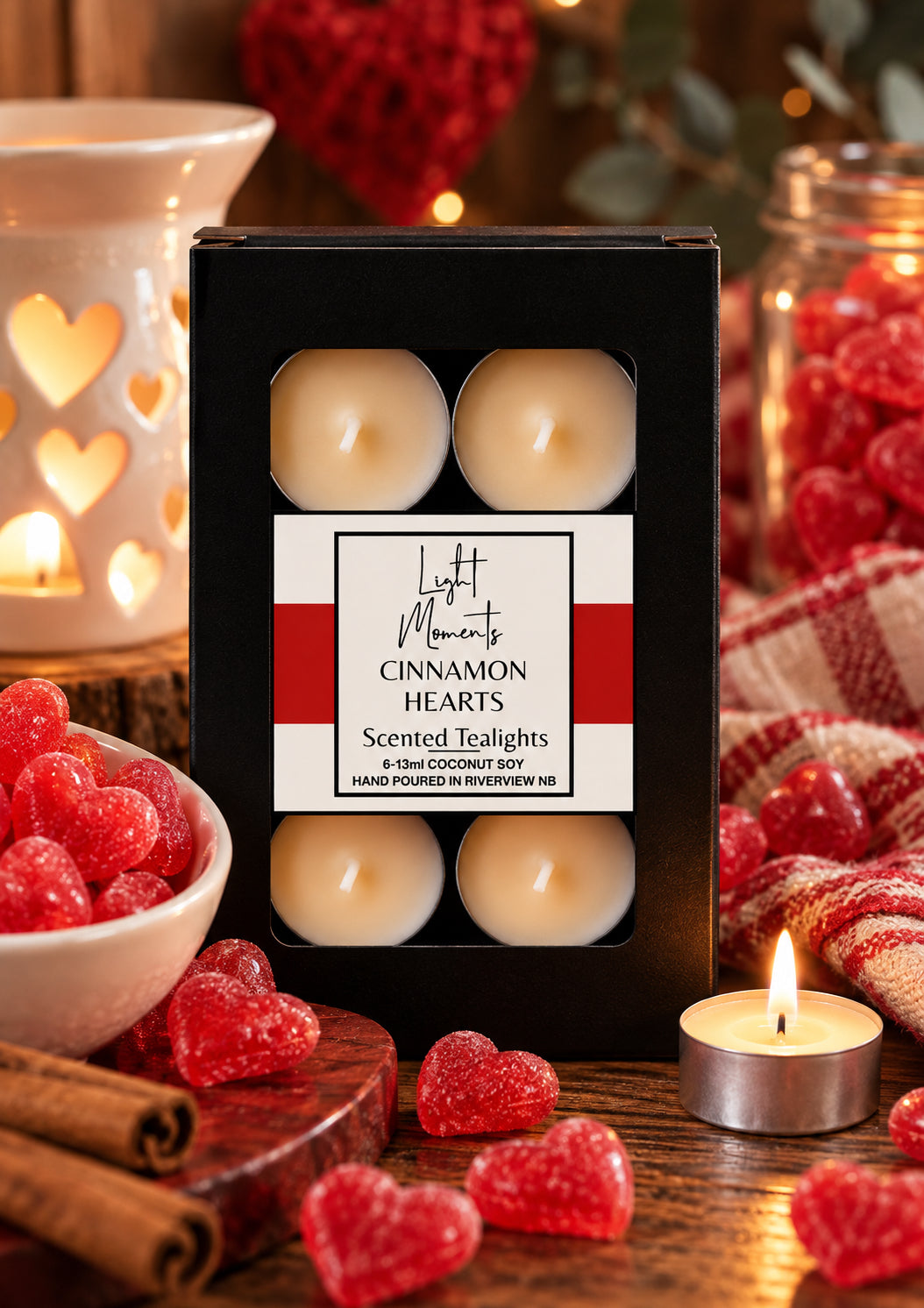 Précommande - Bougies chauffe-plat parfumées Cœurs à la cannelle