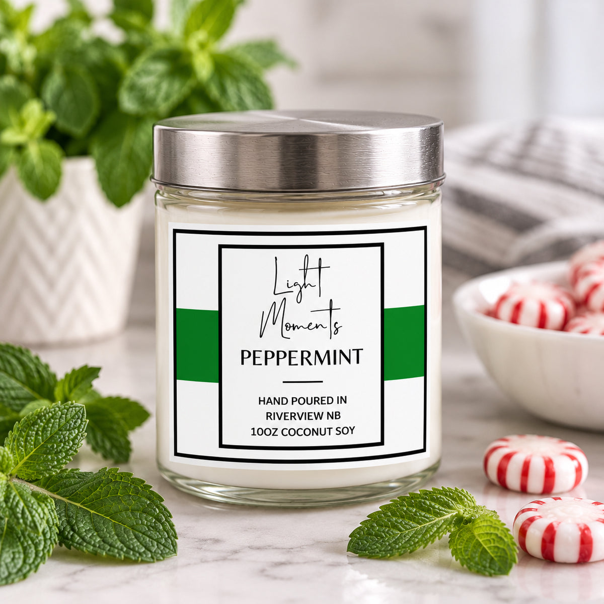 Bougie à la menthe poivrée de 10 oz