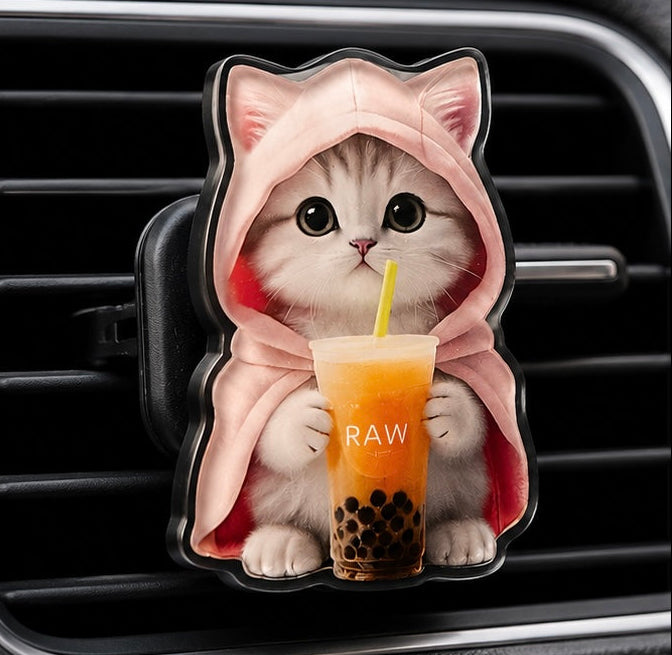 Cat with boba drink Aroma Charm