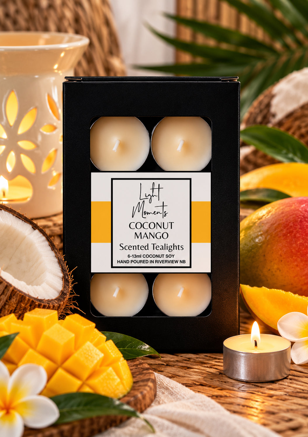 Précommande - Bougies chauffe-plat parfumées mangue-coco